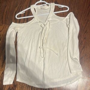 Heart & Hips Cold shoulder Lace up top . Colour Ivory